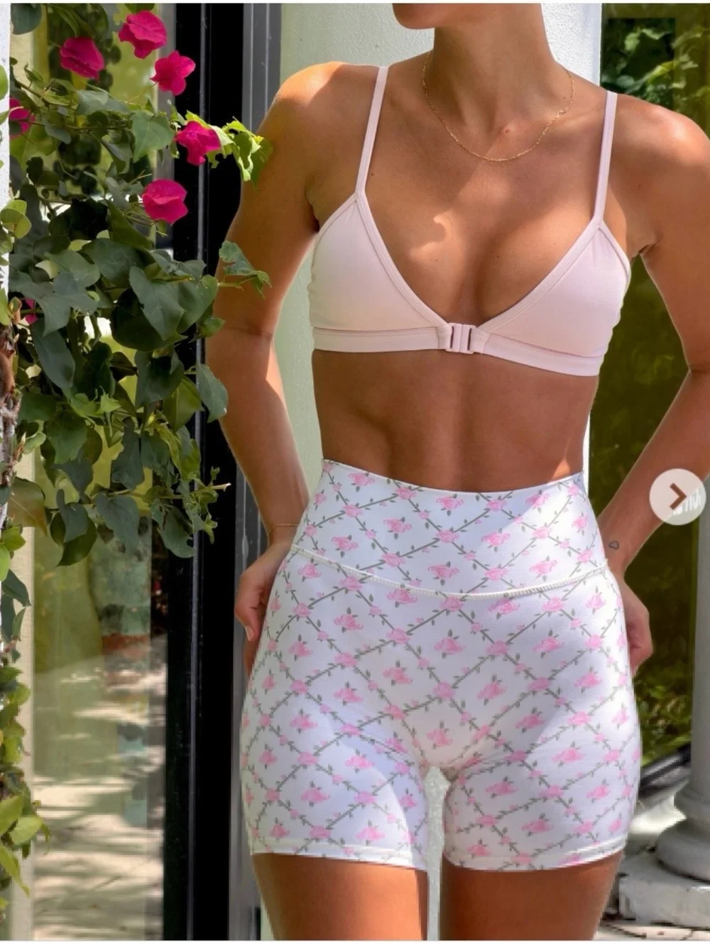 NWT Astoria Activewear Floral Rose Trellis High Waist Bike Shorts XL
